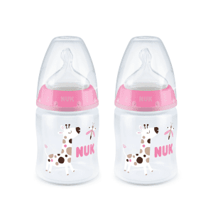 NUK Premium Choice+ Temperature Control Bottle 150ml Twin Pack (Pink Giraffe)
