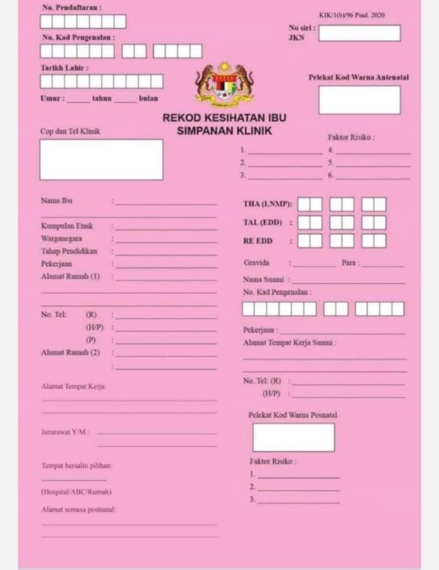 buku pink buku kesihatan ibu